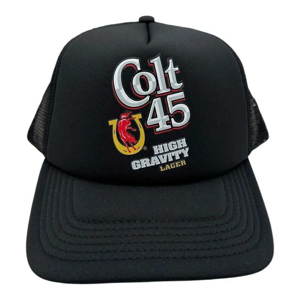 Colt 45 High Gravity Lager Snapback Hat Cap Black Trucker Foam Mesh Malt Liquor